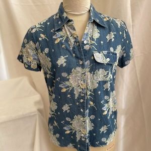 Liz Claiborne Blue Floral Button-up